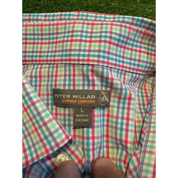 Peter Millar shirt mens large pink purple summer comfort long sleeve nylon 37 - Picture 4 of 13